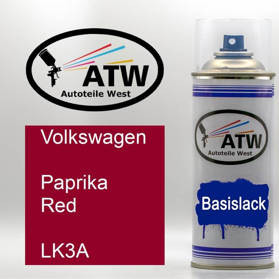 Volkswagen, Paprika Red, LK3A: 400ml Sprühdose, von ATW Autoteile West.